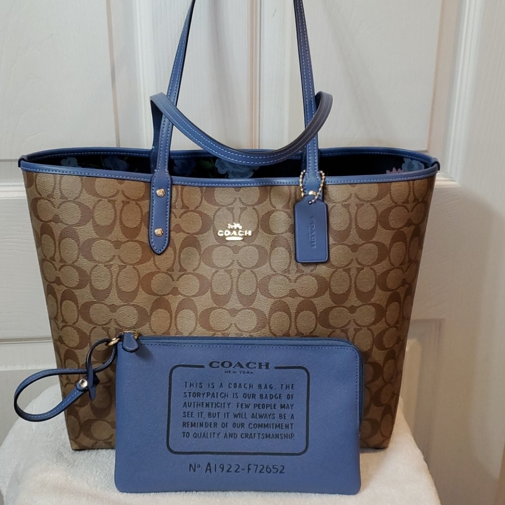 Coach Painted Peony reversible tote